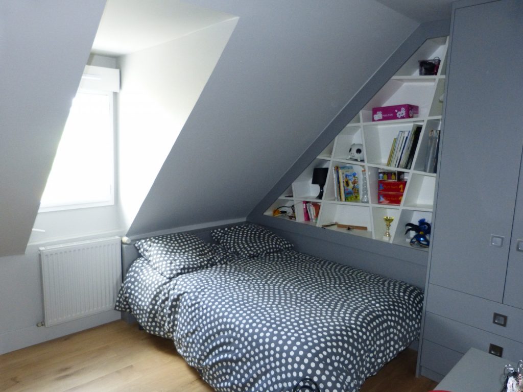 Aménagement de deux chambres d’ados, avec tête de lit, bureau et dressing sur-mesure à Corné (49)