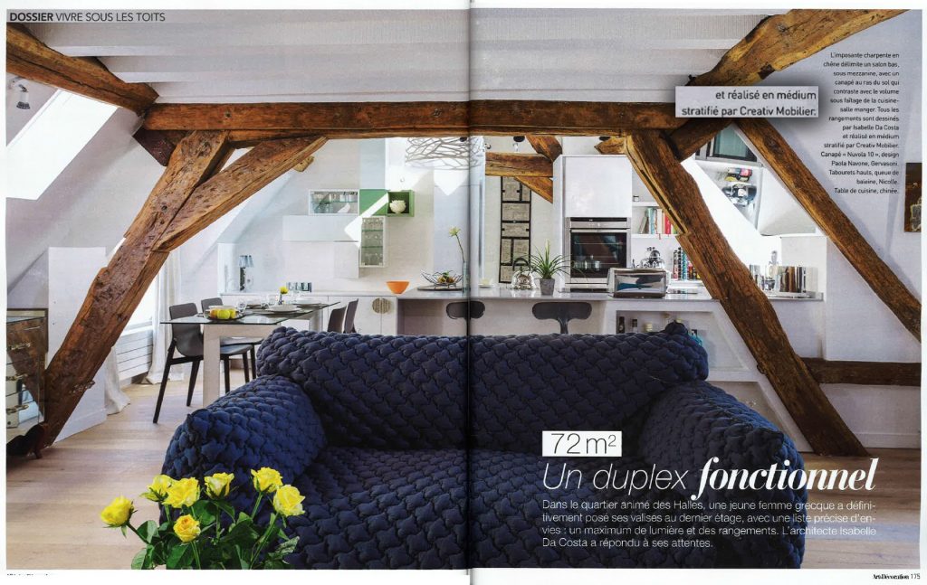 Notre mobilier sur-mesure dans le magazine Art & Décoration – Le Marais, Paris